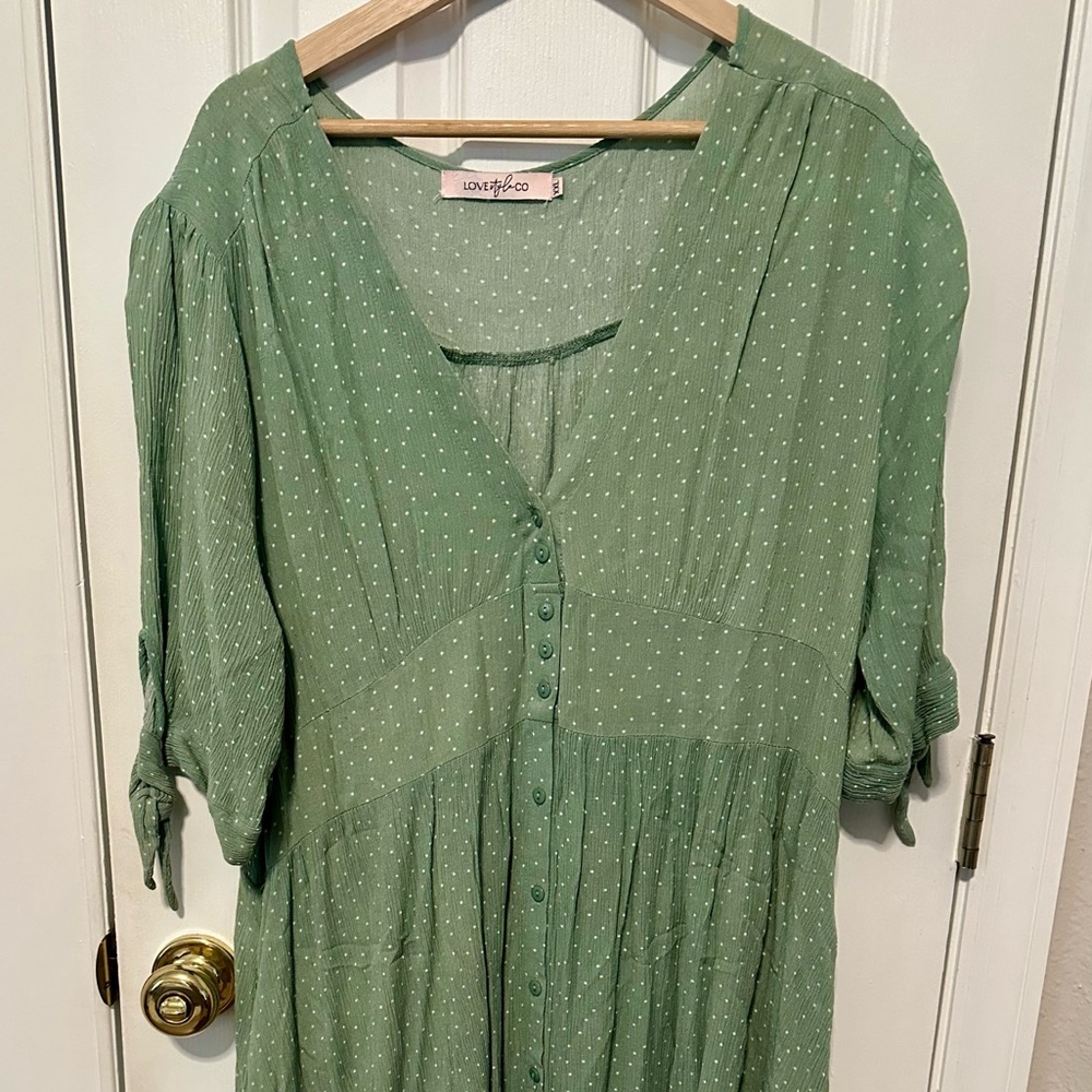Elegant Green Button-Up Summer Dress plus size 20